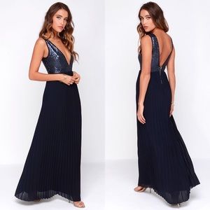 LULUS Ciao, Ciao Bella Navy Blue Sequin Maxi Dress